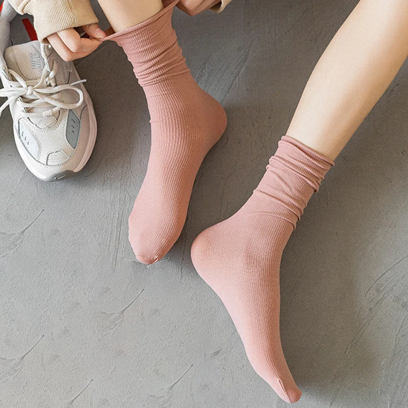 4Pairs/set Women's Socks Summer Fashion Solid Color  Sock Breathable Casual Thin Colorful Loose No Pilling Soft Sox Cute Sokken