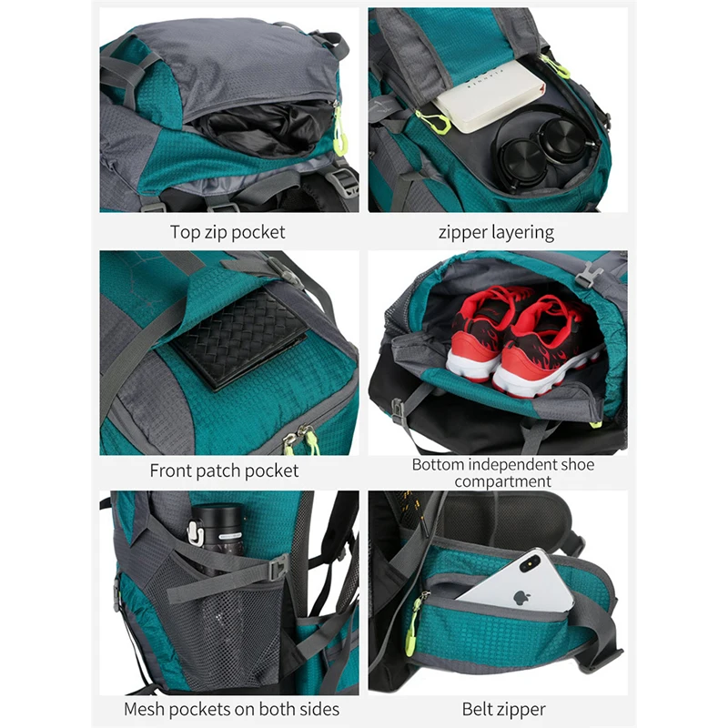 80L large capacity waterproof mountaineering bag, outdoor sports camping, multi-function  military  survival backpack trek bike