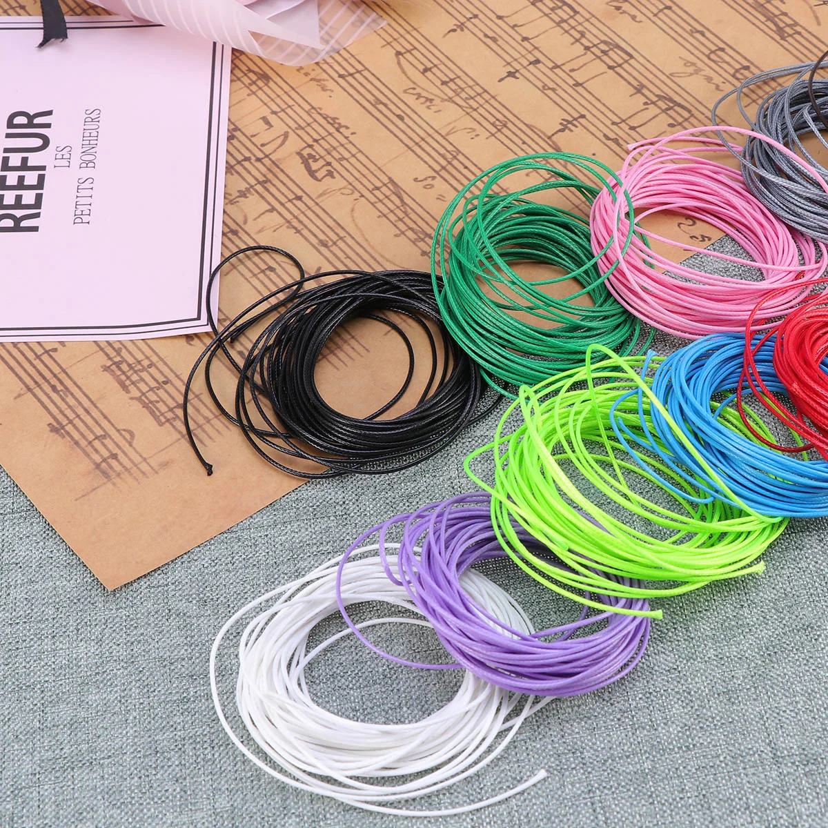 

10pcs 5M Waxed Cotton Cords Strings Ropes for DIY Necklace Bracelet Craft Making