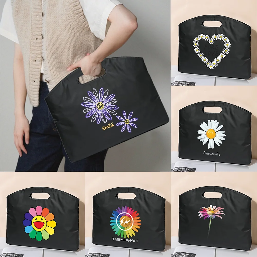 File Bag Handbag Conference Briefcase Business Daisy Print Laptop A4 Office Totes Case Sleeve Information Bag Organizer Clutches