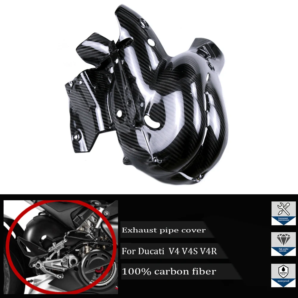 

Suitable for Ducati Panigale/Streetfighter V4 V4S/R 2018-2021 Motorcycle Accessories 3K Carbon Fiber Exhaust Pipe Heat Shield