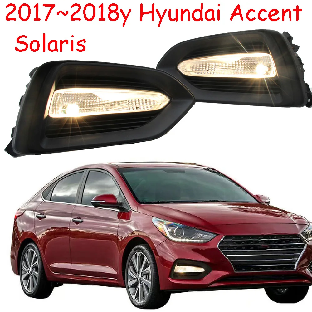 Автомобильный бампер фара Solaris для Hyundai Accent 2017 ~ 2018 DRL автомобильный акцент дневные
