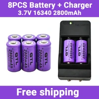 2022 100 original premium 3 7v 2800mah li ion 16340 batteries cr123a battery for led flashlight travel wall charger