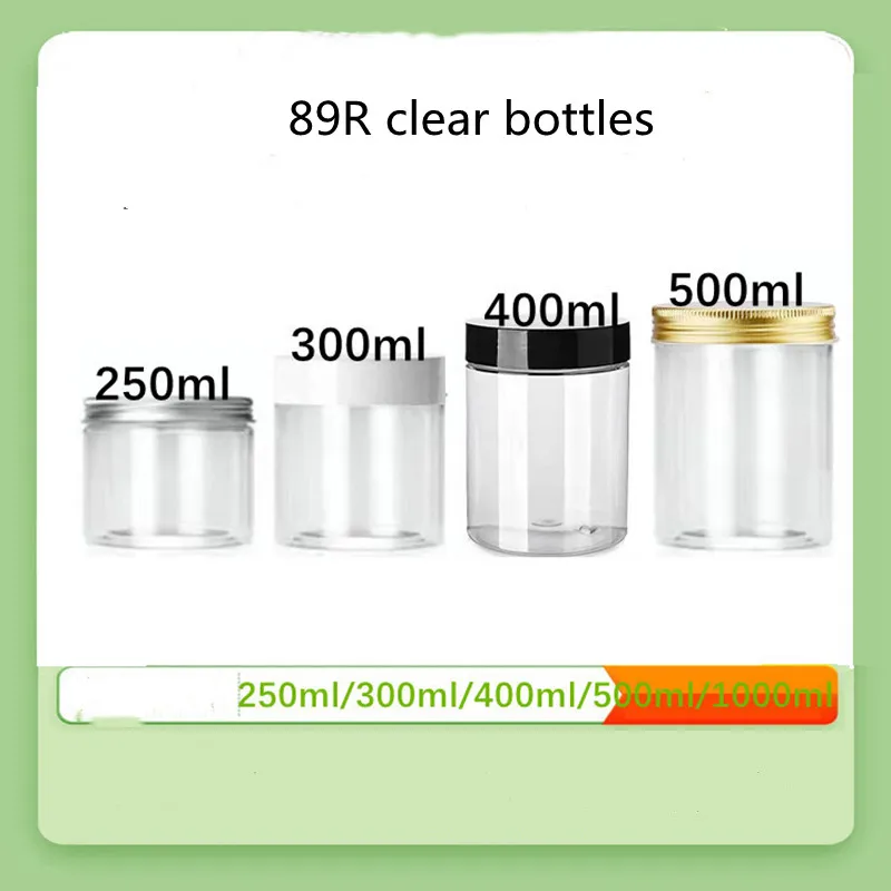 Frasco de plástico transparente con tapas de plástico, contenedores vacíos para cosméticos, caja de maquillaje, botella de viaje, 200ml, 250ml, 10/30/50 Uds.