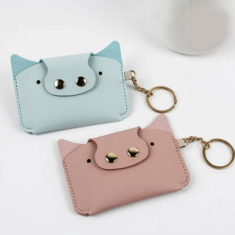 

Men and women ID card holder PU zipper small coin purse credit card holder solid color business card case business card holder