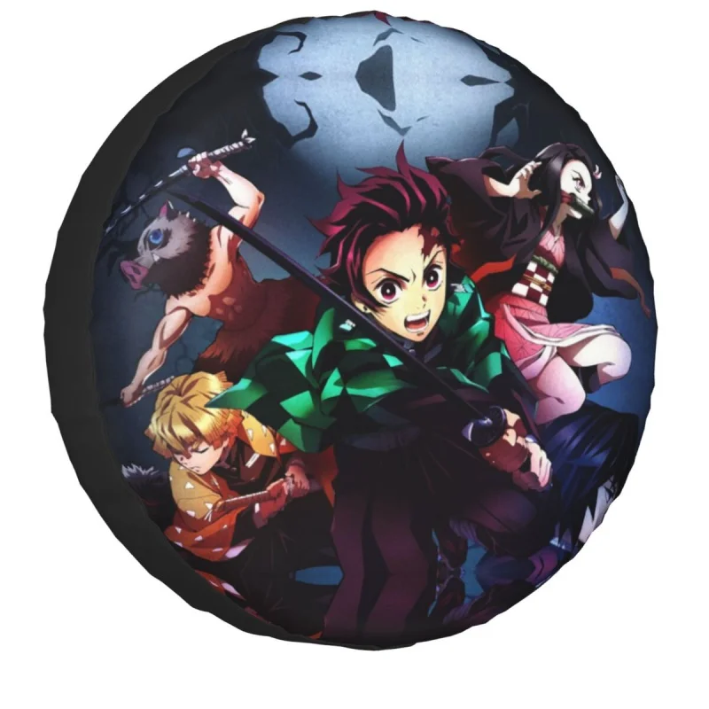 

Demon Slayer Tanjiro Nezuko Spare Tire Cover Case for Mitsubishi Pajero Anime Kimetsu No Yaiba Car Wheel Protectors Accessories