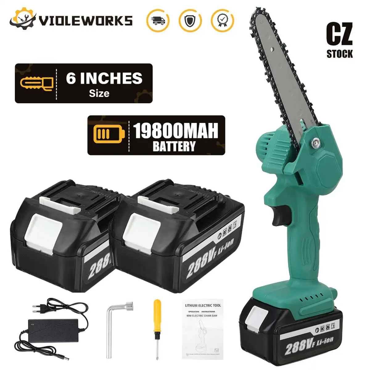 6 Inch Mini Electric Saw Chainsaw Fruit Tree Woodworking Garden Tools 19800Mah Hand Held Wood Cutters For Makiita 18V Battery