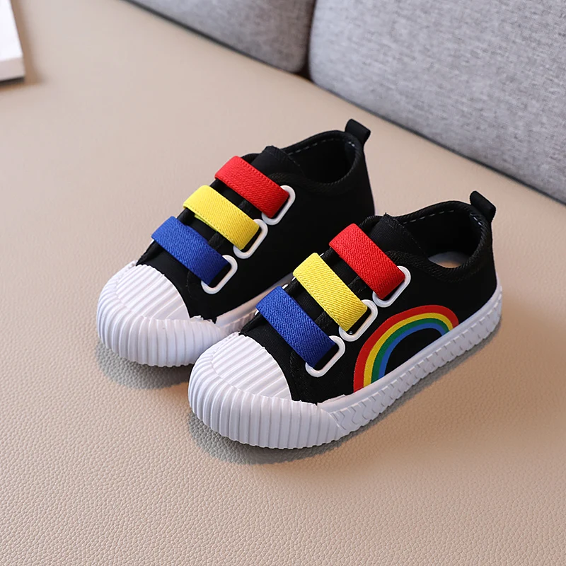 Canvas Shoes for Children Rainbow Colorful Rubber Sole Boys Girls Casual Shoe 26-37 Fashion Daily Spring All-match Kids Flats enlarge