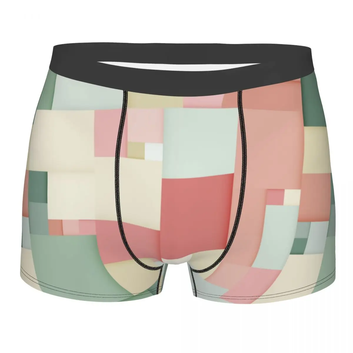 

Funny Boxer Abstract Geometric Background Shorts Panties Briefs Men Underwear Pink Green Squares Soft Underpants for Male
