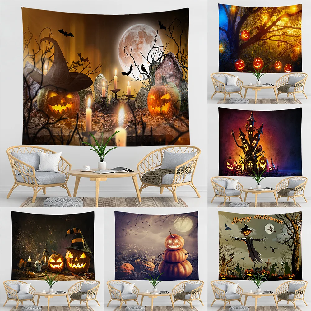 

Home Decor Halloween Pumpkin Tapestry Wall Cloth Hanging Cloth Background Cloth Bedroom Room Tapestry 230x180cm tapiz