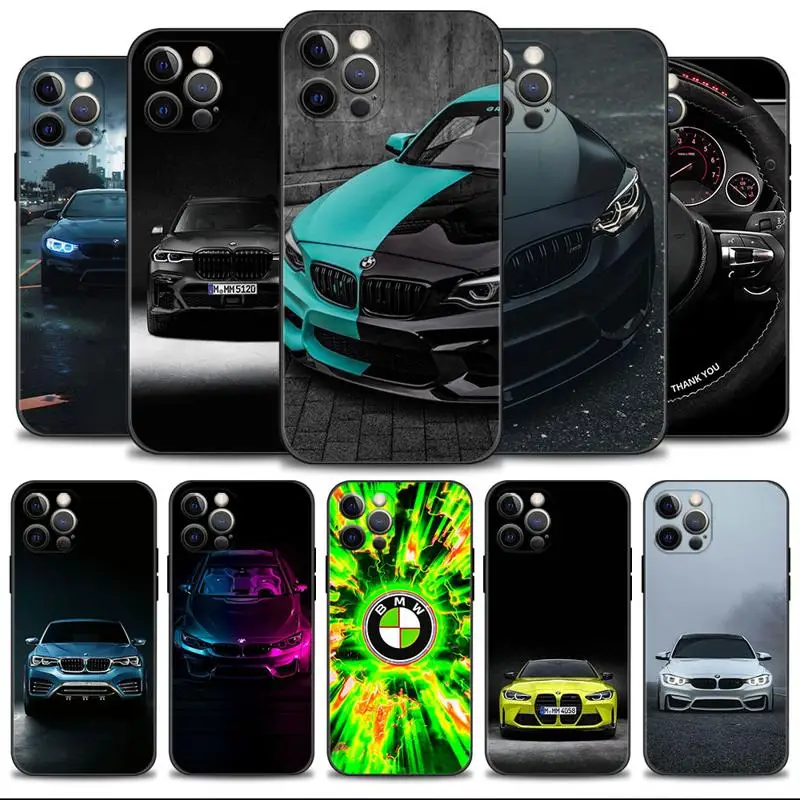 

Phone Shell For Apple iPhone 14 13 12 11 Pro Max 13 12 Mini XS Max XR X 7 8 Plus Case Cover Green Black Half Bmw Sports Car