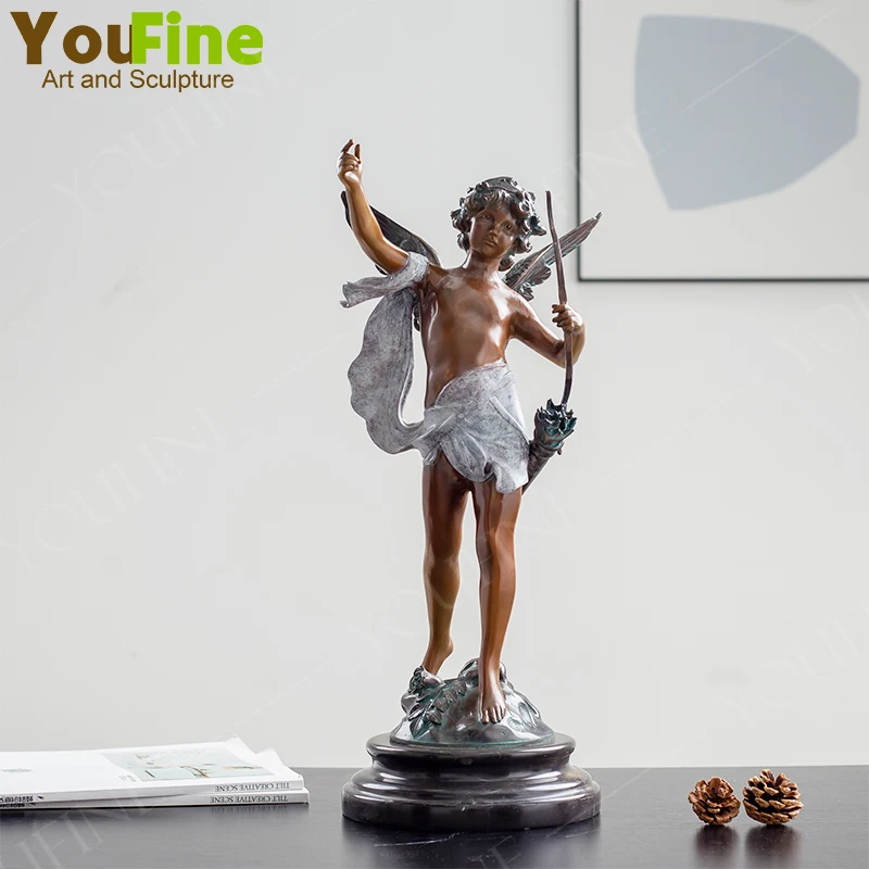 Estatua de Cupido de bronce de 54cm, mitología griega, amor, Dios Eros, escultura de Cupido de bronce, estatuilla de Ángel desnudo, decoración del hogar, adorno grande, regalo