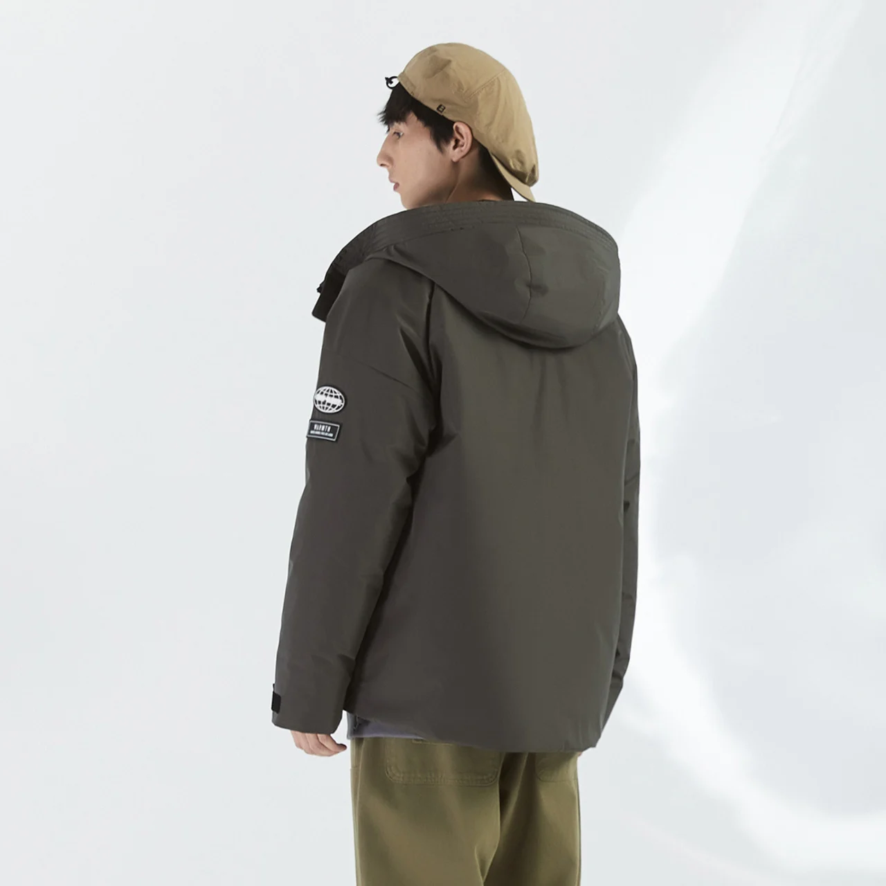 Metersbonwe Trend Cargo Down Wear For Man Loose 80% Gray Duck Down Stand Collar Hooded Warm Wear Winter Down Coat