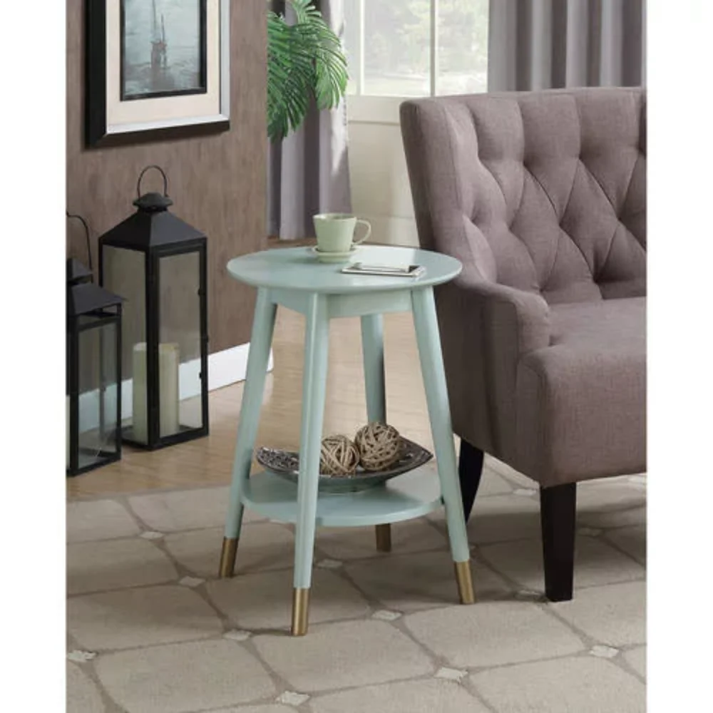 

Wilson Mid Century Round End Table with Bottom Shelf