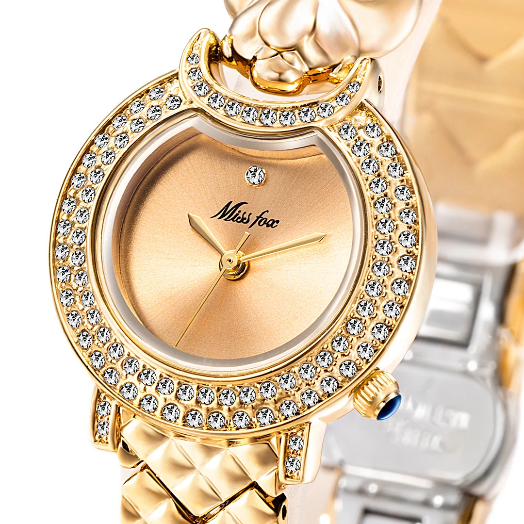 MISSFOX Watch For Women Elegant Classic Diamond Girls Quartz Wristwatches Fashion Silver Stainless Steel Waterproof Ladies Reloj