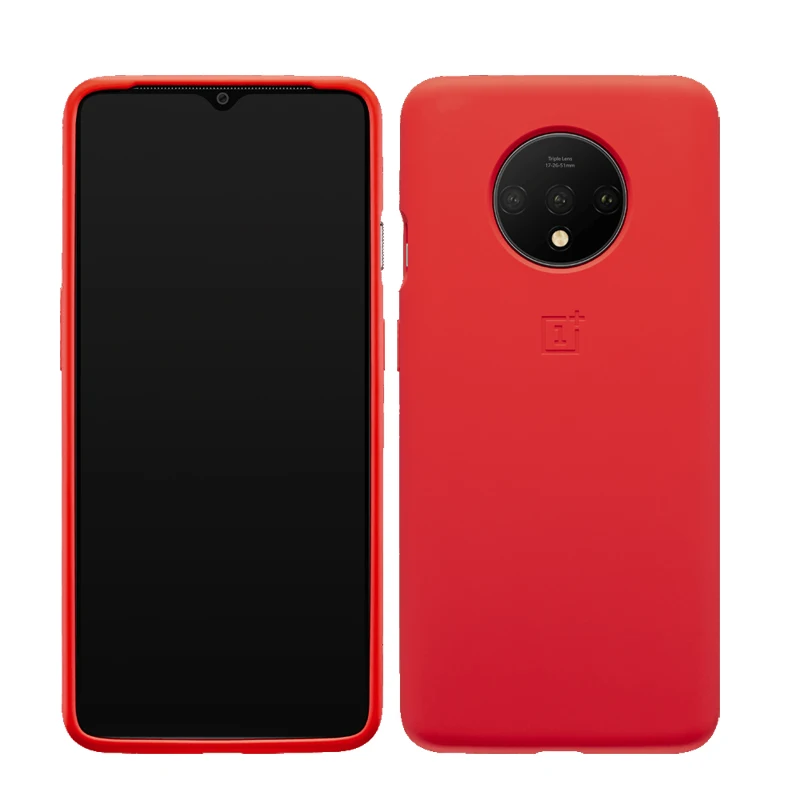 Official OnePlus 7T Pro Case Sandstone Black Nylon Bumper Back Cover OnePlus 7T Silicone Bumper Red