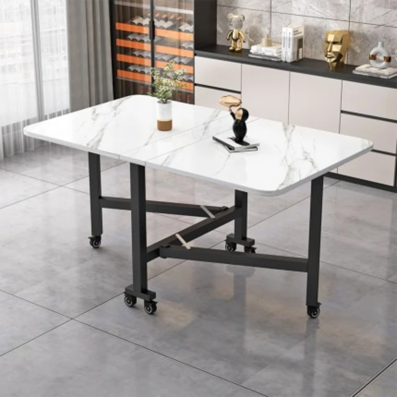 

Small Space Centerpiece Table Folding Unique Wheels Design Nordic Modern Table Mobile Marble Kitchen Mesas De Jantar Furniture