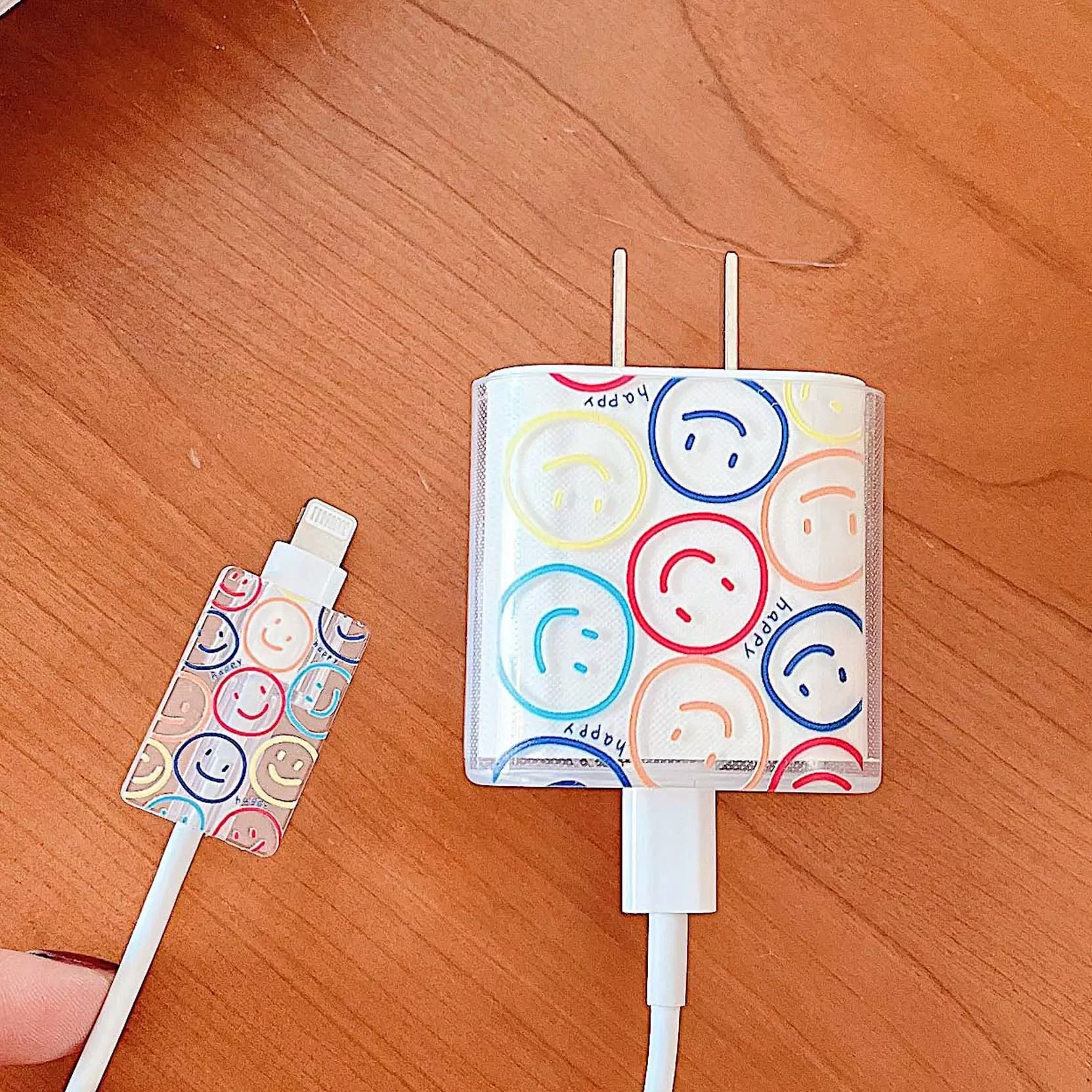 

Cable Protector Data Line bite fast charging case for iphone 18/20W Head winder head Cord case cover cute smiley ins capa