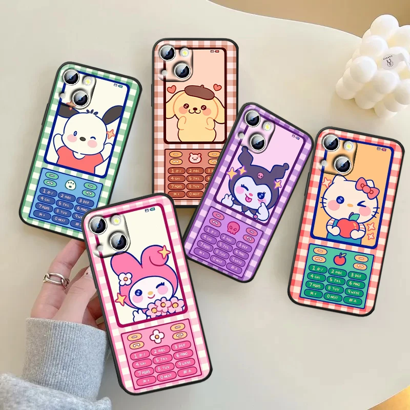 

Nokia Sanrio Melody Kulomi For iPhone 14 13 12 11 Pro Max XS Max X XR 7 8 Plus 6S 5S Silicone Black Shell Phone Case