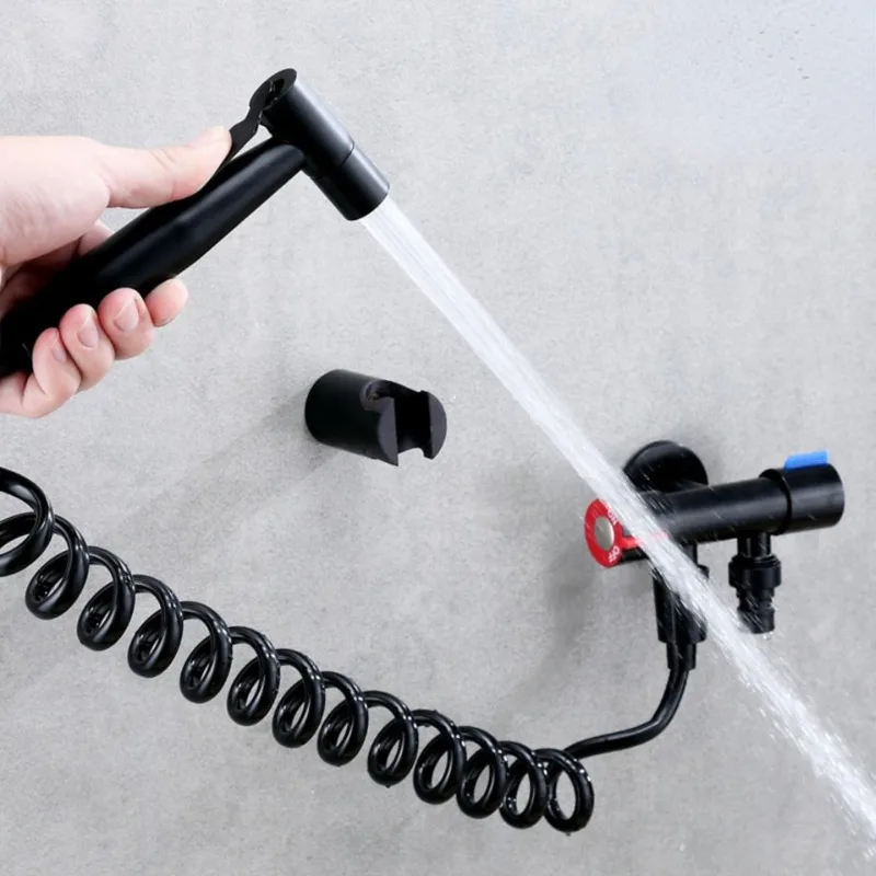 

Черный распылитель высокого давления, аксессуары для ванной комнаты, смеситель для раковины в туалете, очиститель для душа, гигиенический д...