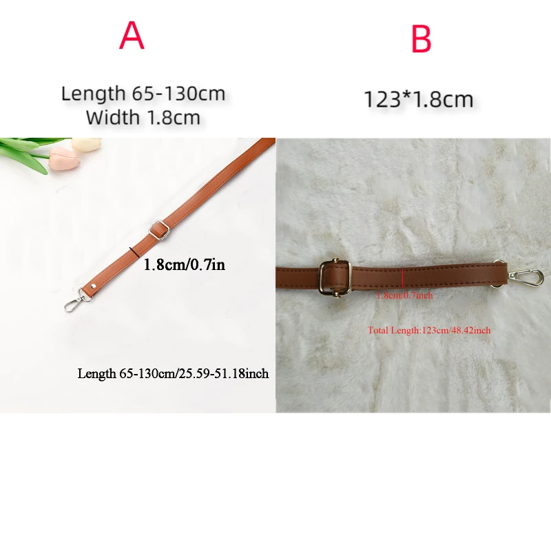 Fashion Double Layer PU Leather Adjustable Bag Belts Handbag DIY Handle Strap Buckle Shoulder Bag Accessories 138cm Long Belts