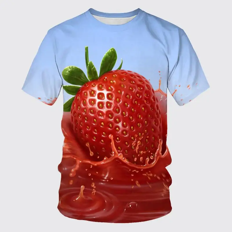 

New Delicious Fruit Strawberry 3d Printed Men Women Kids O Neck T Shirt Streetwear Breathable Lightweight Summer Sports Top