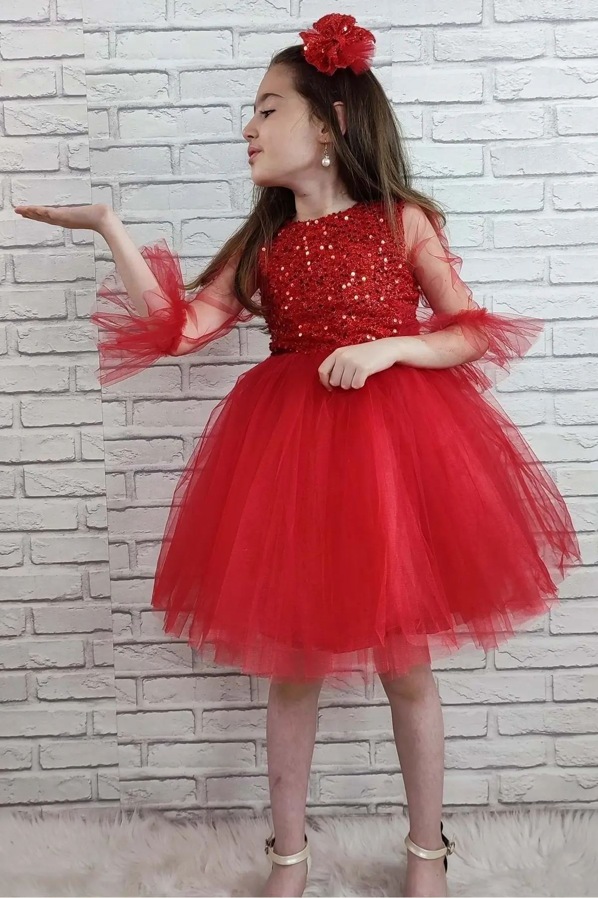 

Детское платье из полиэстера, красная одежда