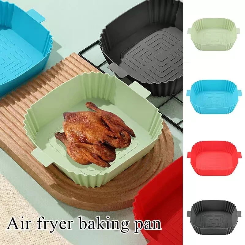 

New Upgrade Thickened Air Fryers Silicone Pot Fried Pizza Chicken Basket Mat Square Replacemen Grill Pan Accessories Baking Pan