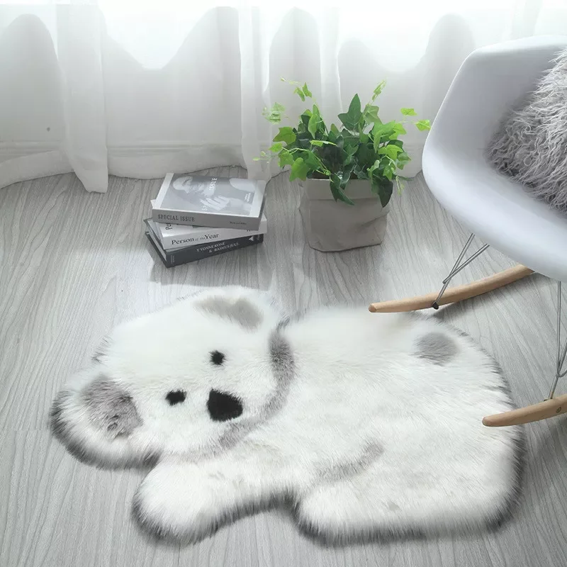 

NEW2022 New Faux Fur Rug Long-haired Panda Koala Animal-shaped Carpet Mats Living Room Bedroom Children's Room Cute Rug
