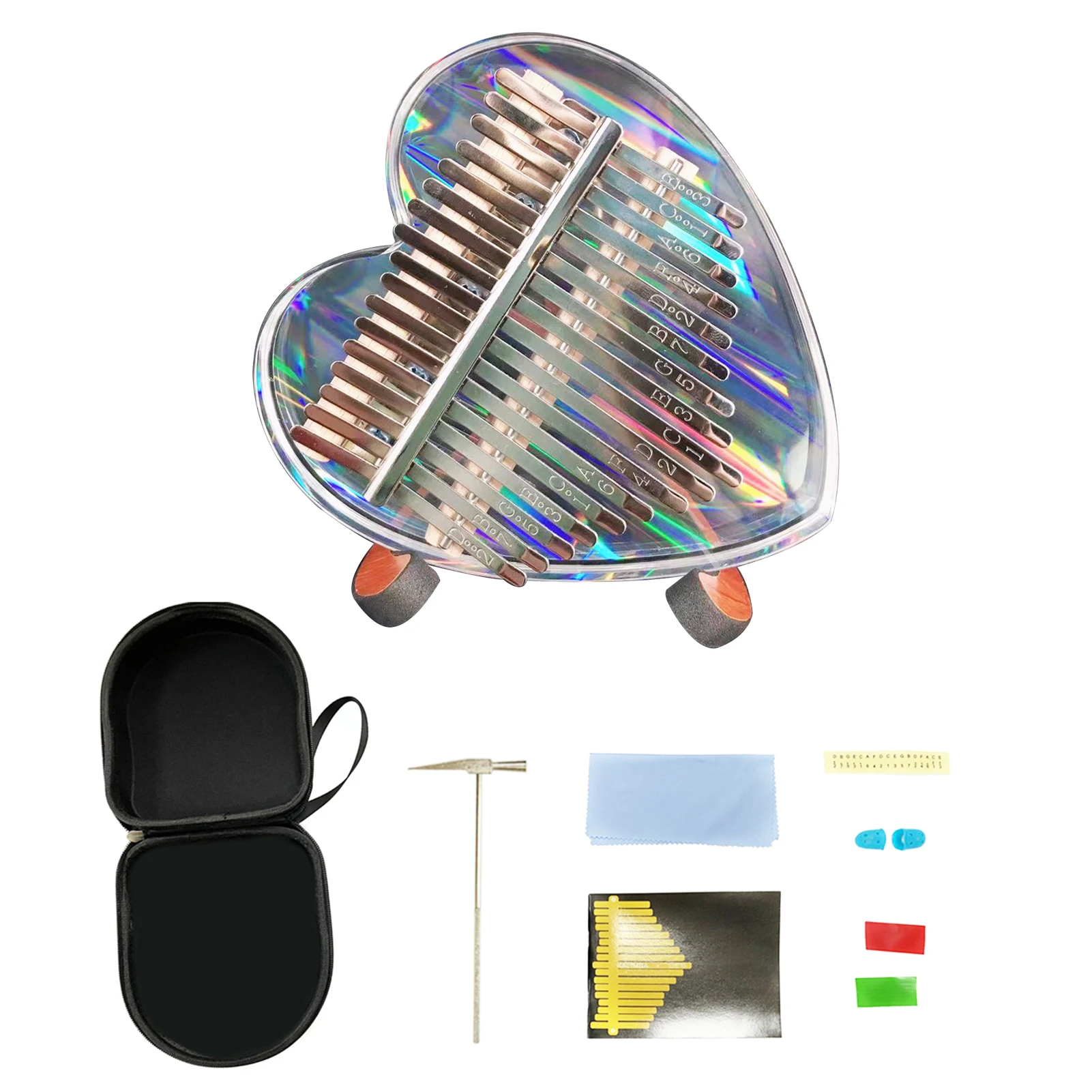 

17 Keys With Tuning Hammer Home Gift Beginners Kalimba Thumb Piano Acrylic Heart Bear Shape Musical Instrument Clear Sound