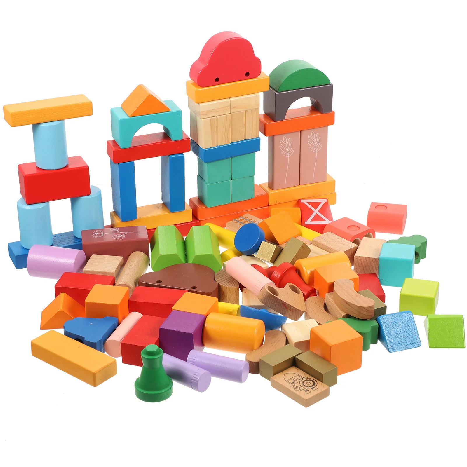 

100 Pcs Montessori Toys Toddler Blocks Toddler Learning Toys Ages 1-2 Geometric Building Blocks Baby Puzzle