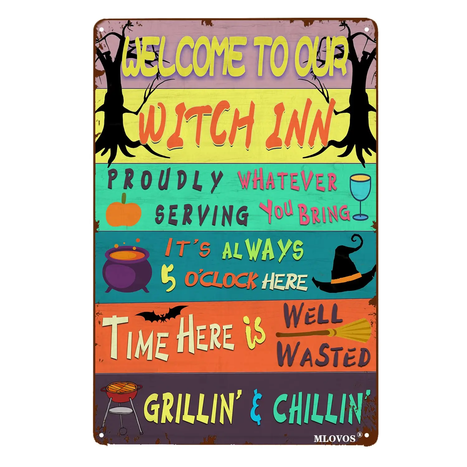 MLOVOS Добро пожаловать в наш Witch Inn жестяной знак забавный металлический для дома