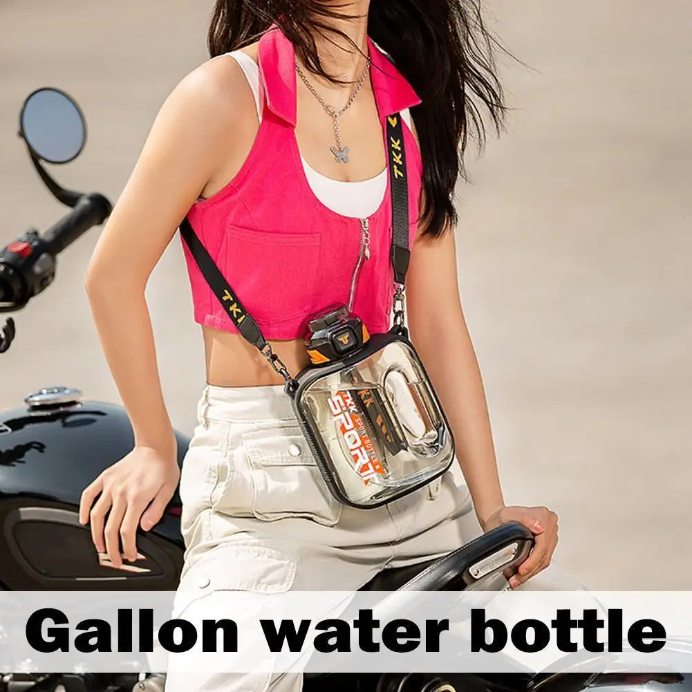 

QuiFit 3.78L 2.2L 128oz Gallon Water Bottle with Straw Jug Drinking BPA Motivational & GYM Sports Marker Outdoor Time Free G3V0