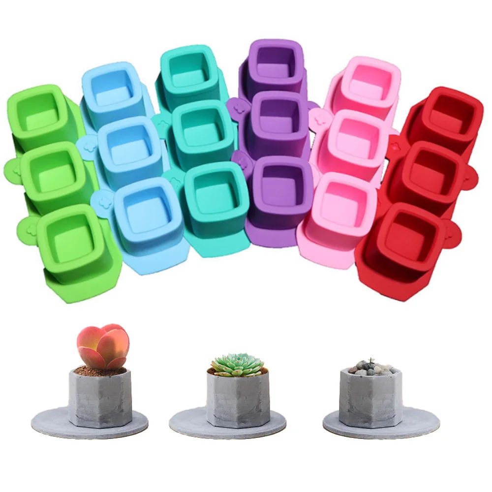 

Silicone Flowerpot Mold DIY Geometric Concrete Planter Cement Pot Molds Succulent Making Mold Square Resin Craft Bottle Making