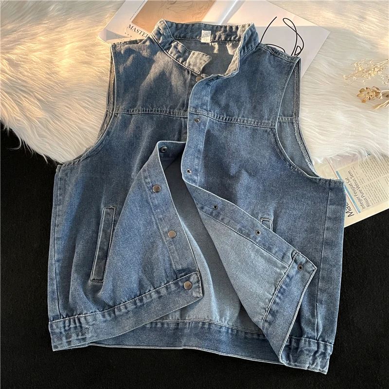 

Summer work clothes retro denim vest men's versatile hip-hop youth camisole sleeveless top