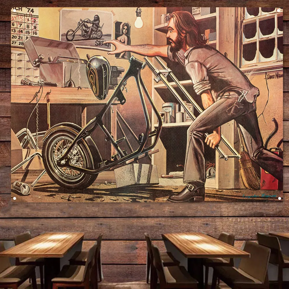 

Oh Shit! Motorcycle Flag Tapestry Banner Motor Rider Decor Poster Wall Art Vintage Sign Motor Car Painting For Garage Man Cave