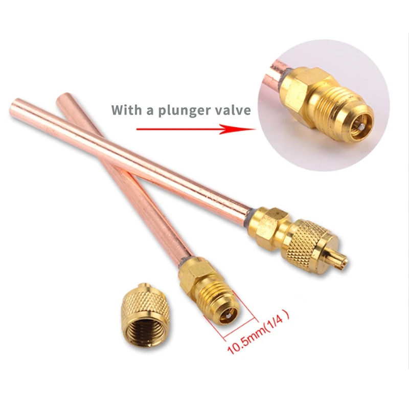 

5PCS Gold 120Mm Wall Thickness 0.65Mm Air Conditioning Refrigerator Filling Valve Maintenance Valve