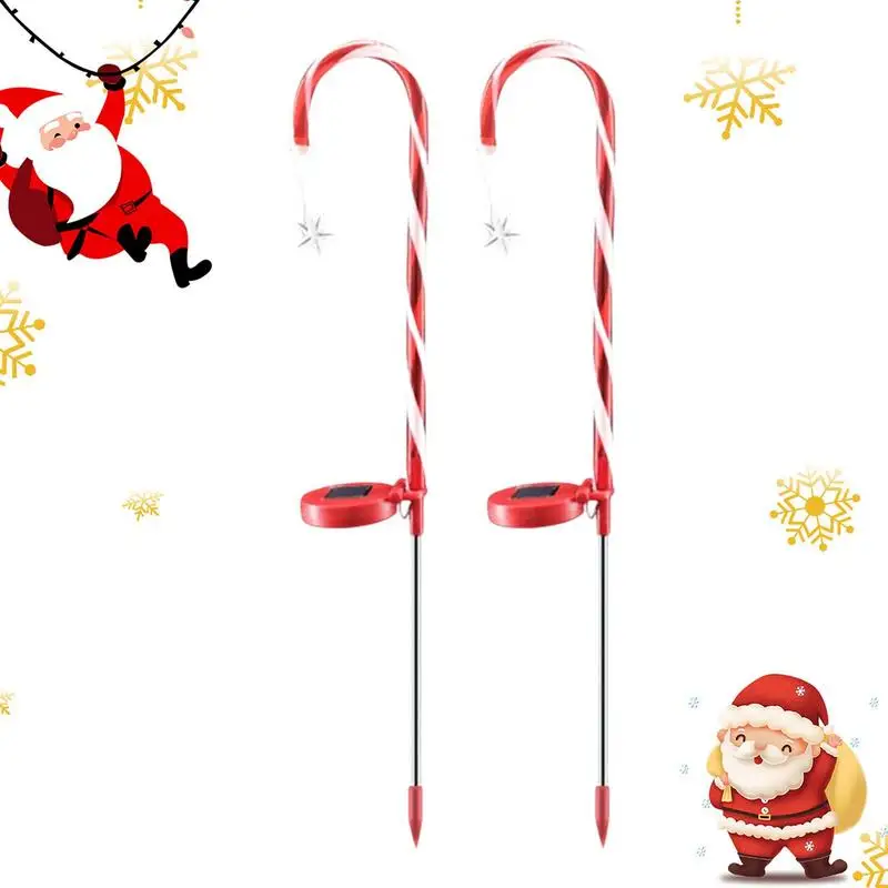 

Christmas Solar Lights Upgraded Solar Candy Cane Christmas Decorations Solar Candy Cane Lights Set Solar Powered Waterproof LED
