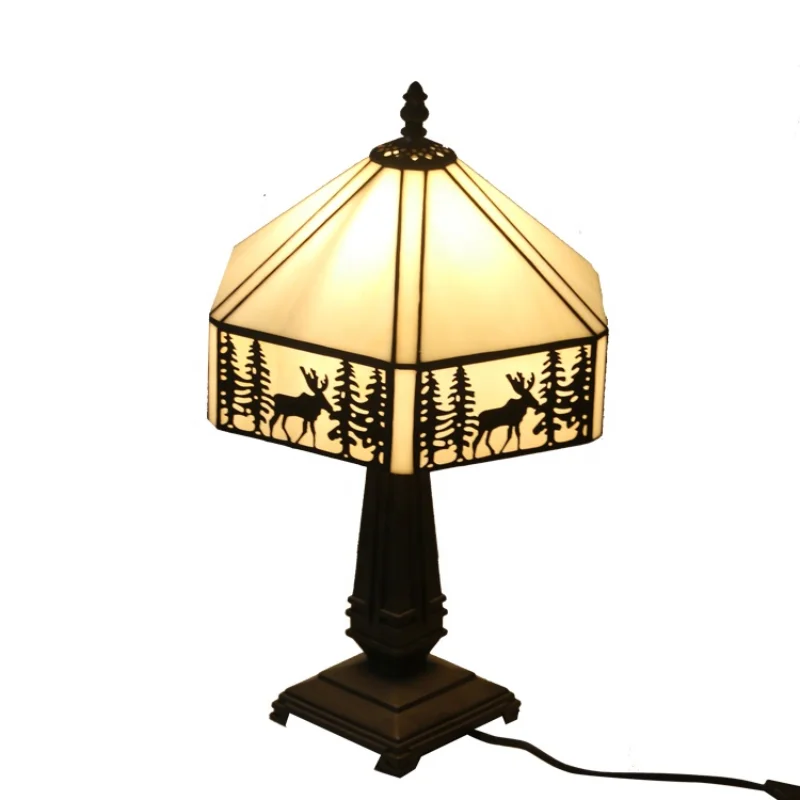 

Tiffany glass lampshade base alloy desk light bedside modern hotel table lamp