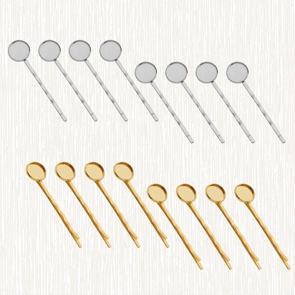 

40 Pcs DIY Round Base Plate Hair Clips Hair Elegant Barrette Women Bobby Adorable Headdress Accessories for 12mm Setting (Mixed