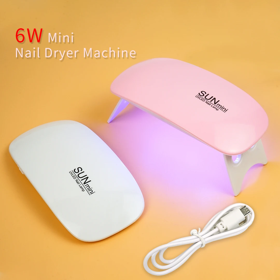 

6W Mini Nail Dryer Machine Portable White Pink 6 LED Uv Lamp Usb Interface Very Convenient Home Use Drying Nails Polish Tools