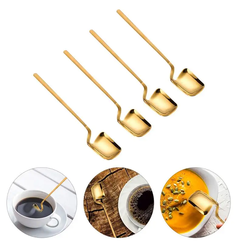 

4Pcs Household Stirring Spoons Portable Coffee Spoons Delicate Tea Spoons Cake Accessory