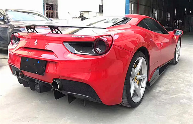 Передние разветвители для губ из натурального углеродного волокна Ferrari 488 задний