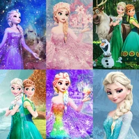 diy 5d diamond painting cross stitch frozen snow queen anna cartoon princess rhinestone mosaic icons