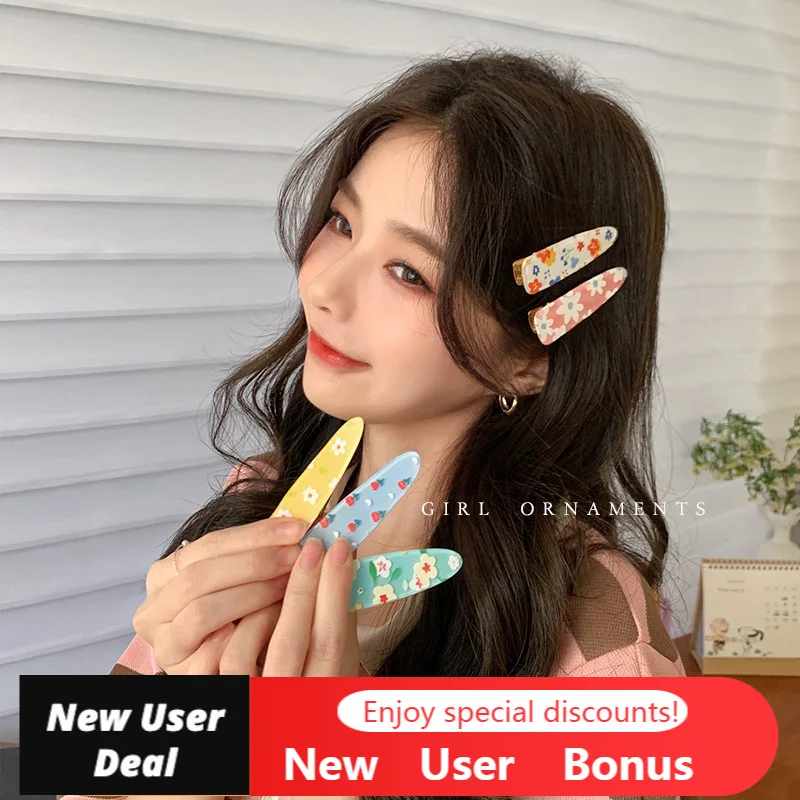 

Women Barrettes Colorful Sweet Hair Clips Flower Hairpins Fashion Waterdrop Shape Headwear Summer Girls Macaron Hair Accessories