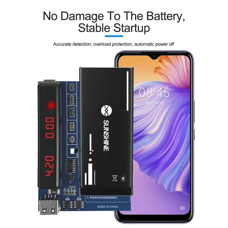 Фото SUNSHINE SS-904B TECNO плата активации с цифровым дисплеем для зарядки аккумулятора серии Transsion, инструменты для тестирования быстрой зарядки аккумулятора №2