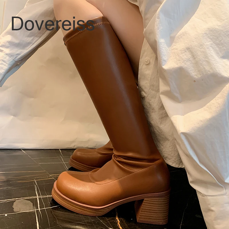 

Женские сапоги до колена на молнии, из натуральной кожи