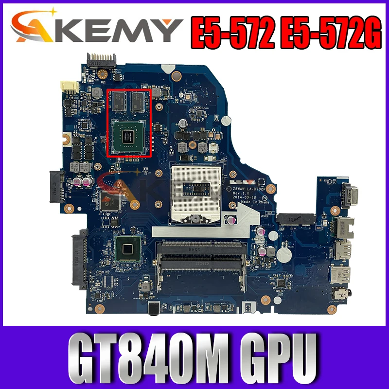 

NBMV211001 NB.MV211.001 For Acer ASPIRE E5-572 E5-572G Laptop Motherboard Z5WAW LA-B702P With N15S-GT-S-A2 GPU DDR3 100% Test OK