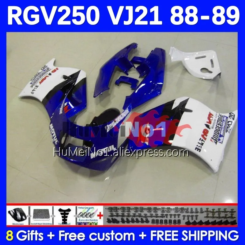 

Body Kit For SUZUKI SAPC VJ21 RGV250 RGVT250 VJ 21 88-89 40No.20 white blue RGV-250 RGV 250 RGVT-250 88 89 1988 1989 Fairings