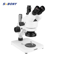 svbony 7 45x professional simul focal trinocular microscope zoom stereo wf10x eyepieces 0 7 4 5x objective led ringlight for lab